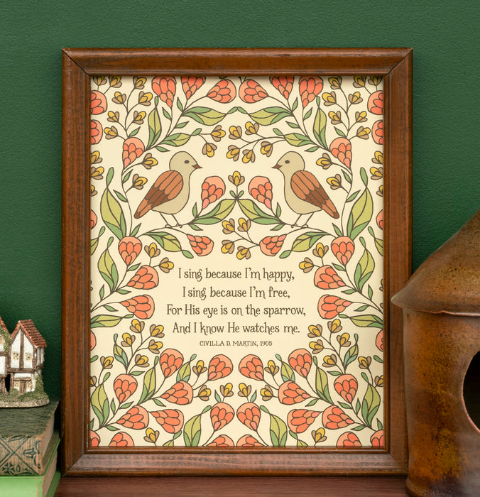 For His Eye Is On The Sparrow Hymn Art Print - Soft