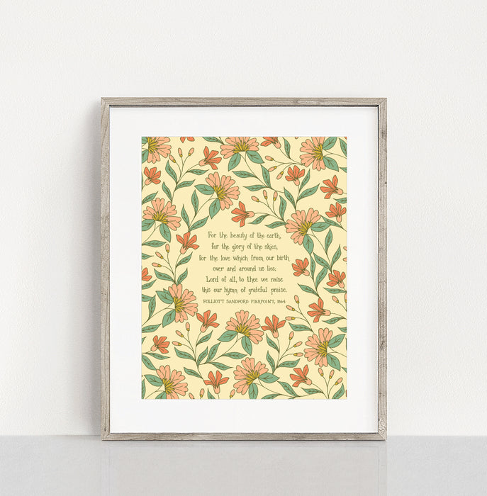 For the Beauty of the Earth Hymn Art Print - 11x14