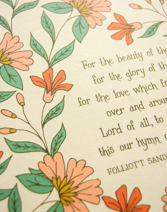 For the Beauty of the Earth Hymn Art Print - 11x14