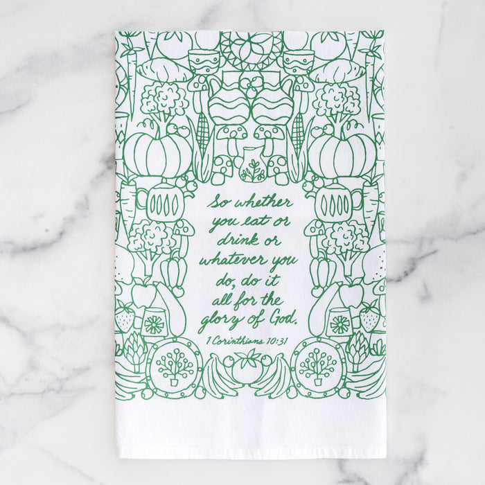 For the Glory of God Scripture Tea Towel