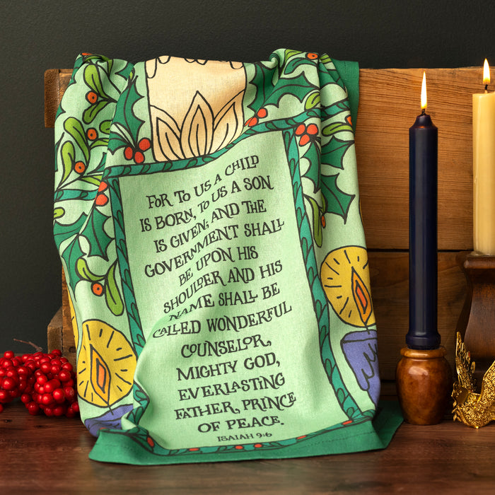 For To Us Christmas Tea Towel - full color