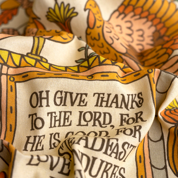 Give Thanks Scripture Tea Towel — full color
