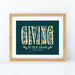 Giving Is True Having art print wall art 8x10 dark teal surrounded by delicate flowers quote by Charles Spurgeon styled