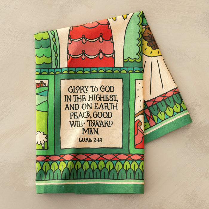 Glory To God Christmas Tea Towel - Full Color