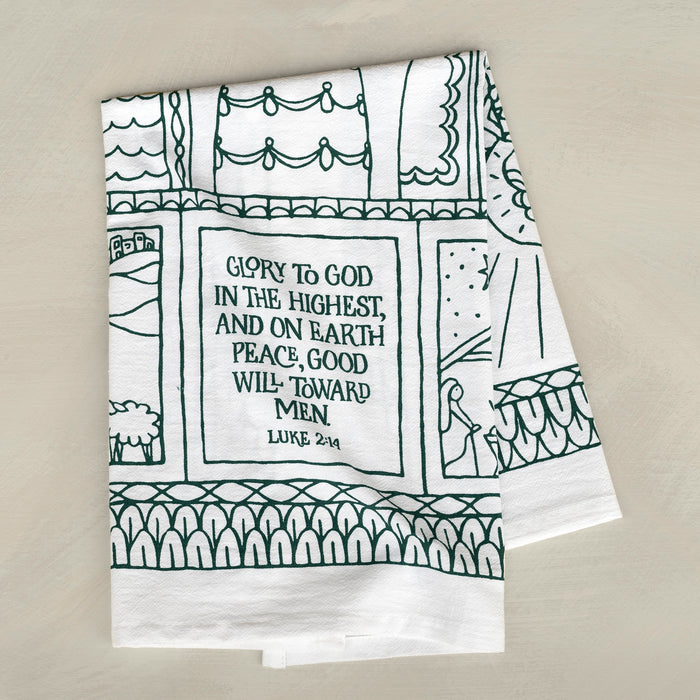 Glory To God Christmas Tea Towel