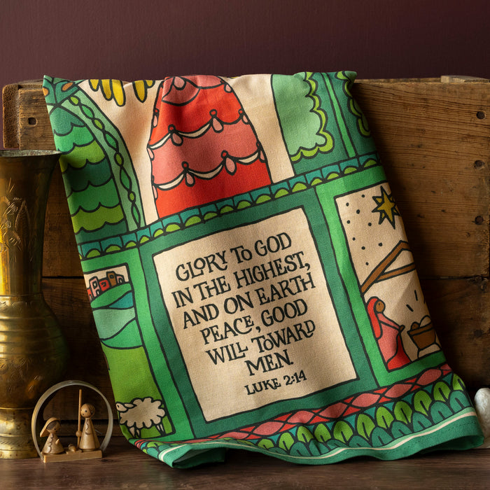 Glory To God Christmas Tea Towel - Full Color