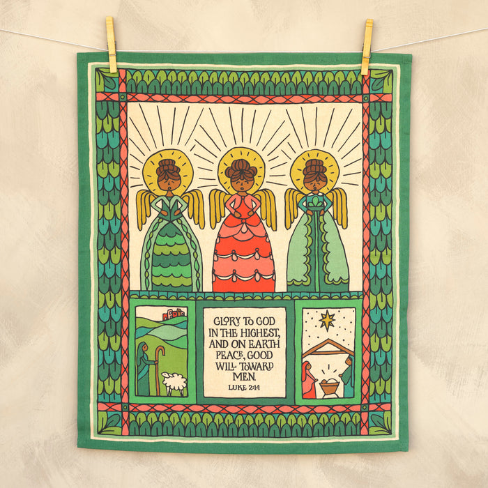 Glory To God Christmas Tea Towel - Full Color