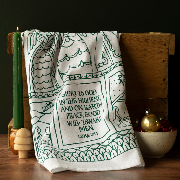 Glory To God Christmas Tea Towel