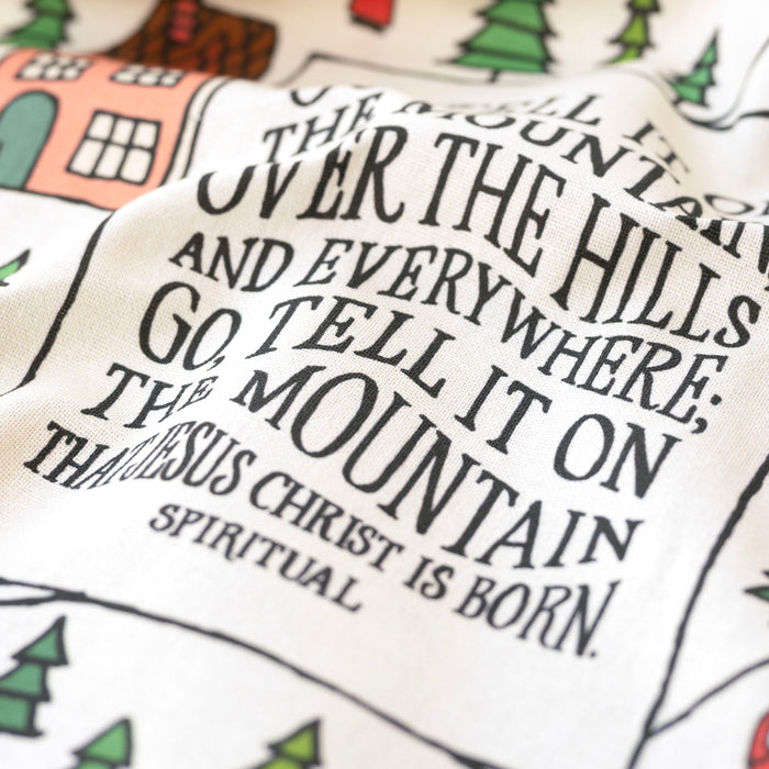 Go Tell It On The Mountain Christmas Tea Towel - Full Color