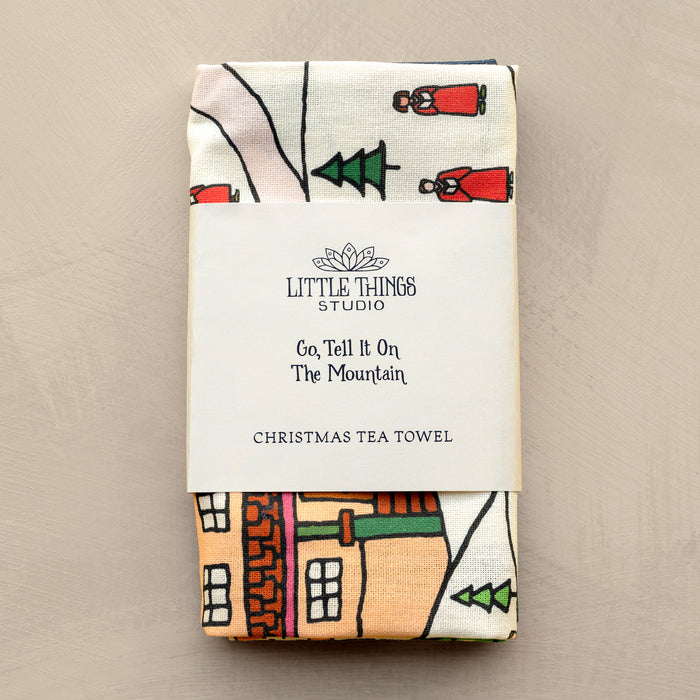 Go Tell It On The Mountain Christmas Tea Towel - Full Color