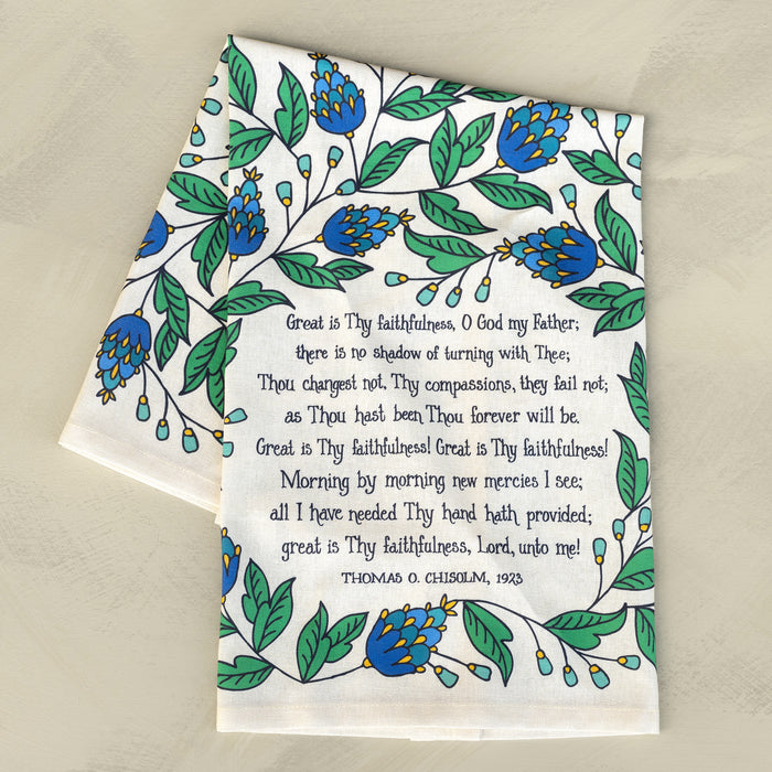 Great Is Thy Faithfulness Hymn Tea Towel – full color