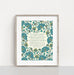 Great is thy faithfulness hymn art print — 11x14 wall art with blue floral on a cream background framed in a light wood frame