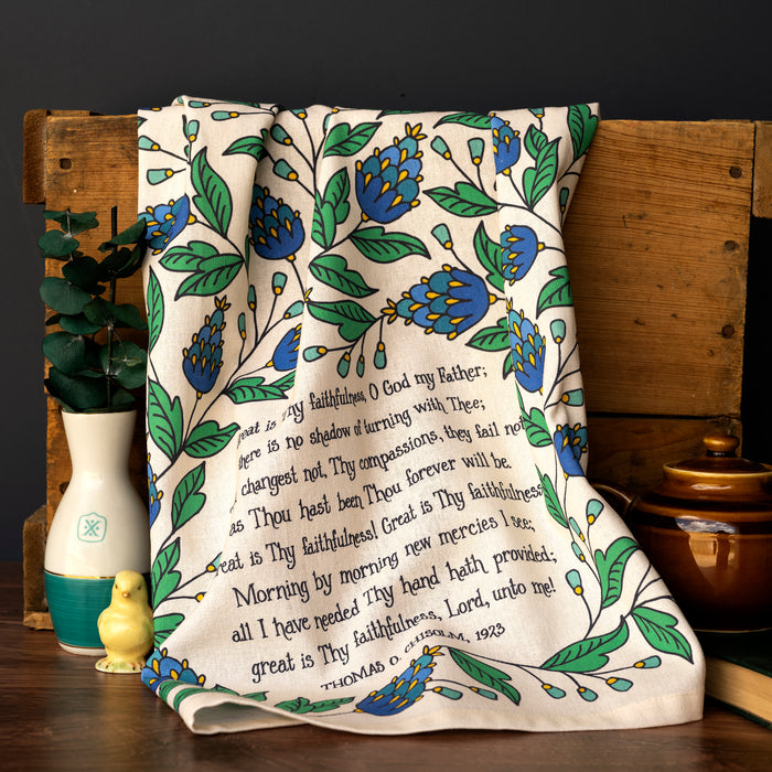 Great Is Thy Faithfulness Hymn Tea Towel – full color