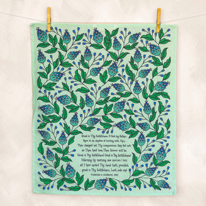 Great Is Thy Faithfulness Hymn Tea Towel – Mint Full Color