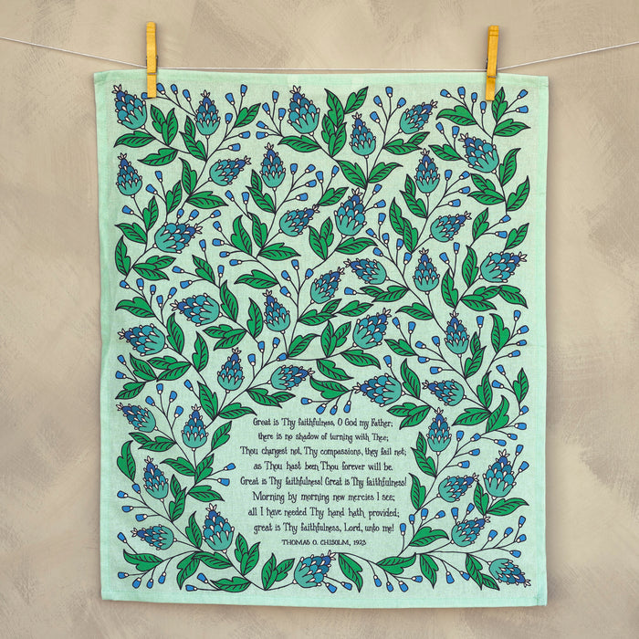 Great Is Thy Faithfulness Hymn Tea Towel – Mint Full Color