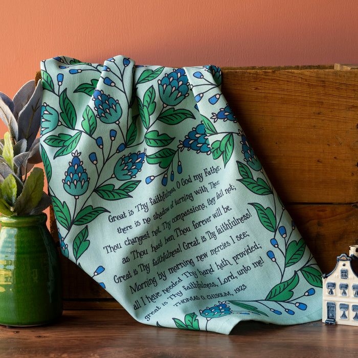 Great Is Thy Faithfulness Hymn Tea Towel – Mint Full Color