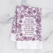 Holy Holy Holy hymn towel printed in royal purple, folded and displayed with a white marble background