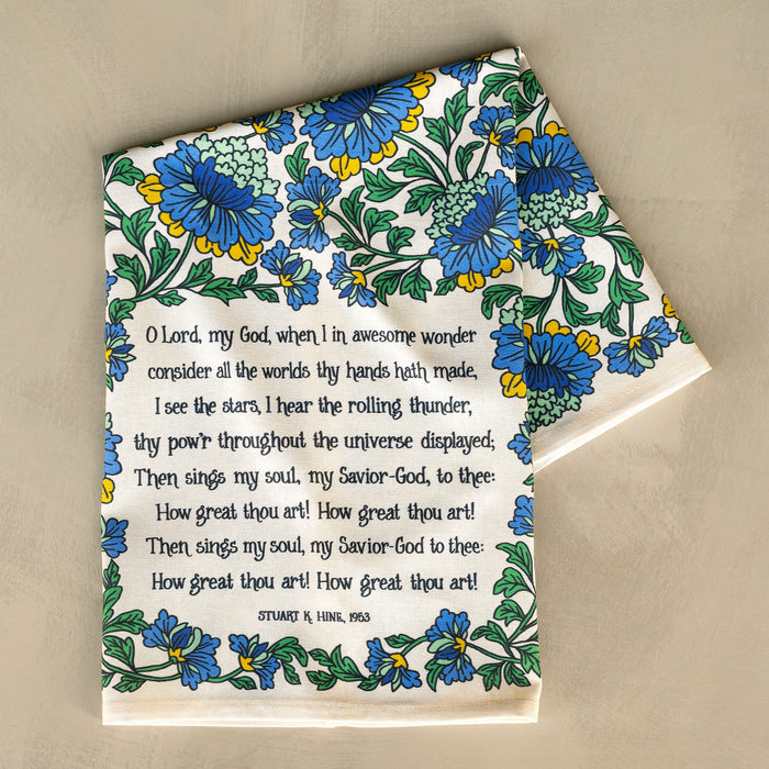 How Great Thou Art Hymn Tea Towel - Full Color