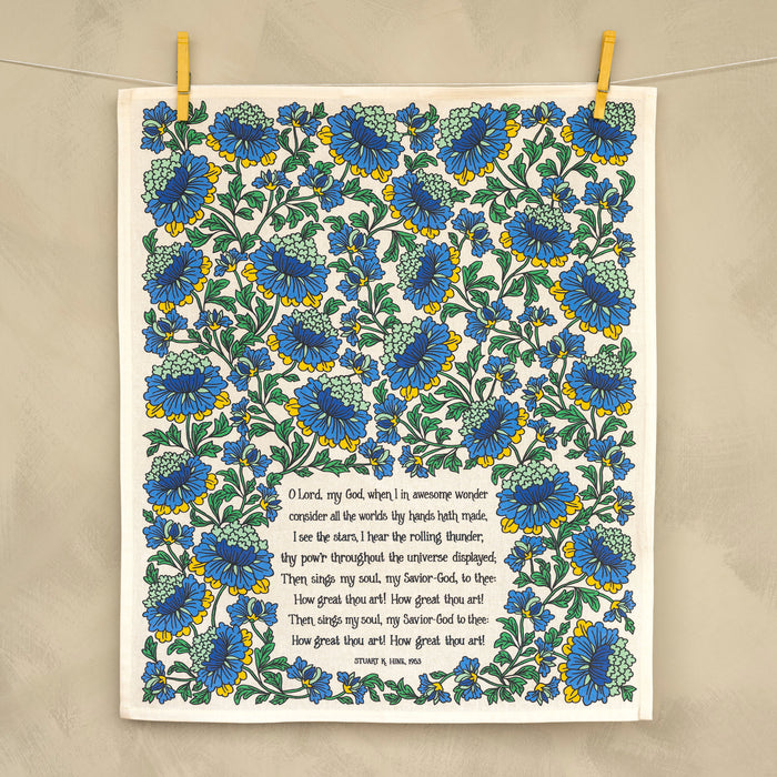 How Great Thou Art Hymn Tea Towel - Full Color