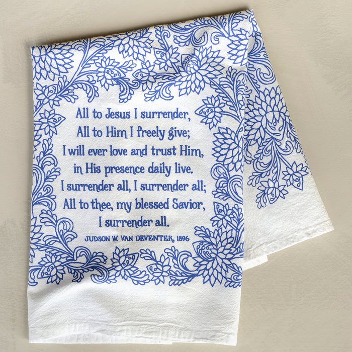 I Surrender All Hymn Tea Towel — 24" x 20"