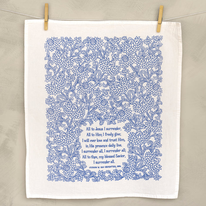 I Surrender All Hymn Tea Towel — 24" x 20"