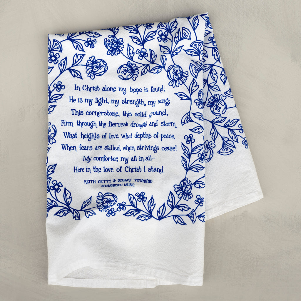 In Christ Alone Hymn Tea Towel - Blue
