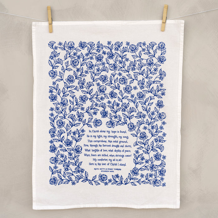 In Christ Alone Hymn Tea Towel – 24"x20" - Blue