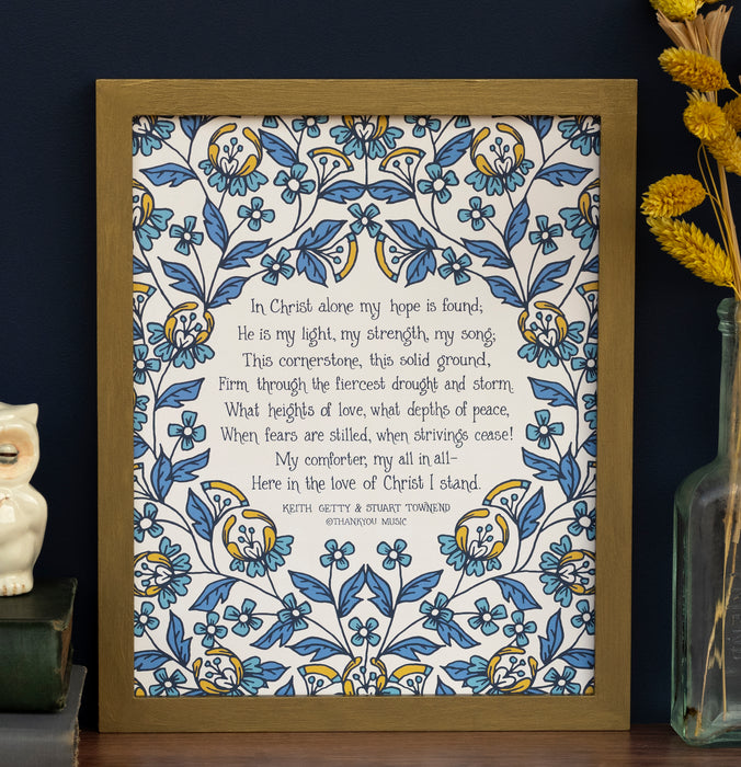 In Christ Alone Hymn Art Print - Blue