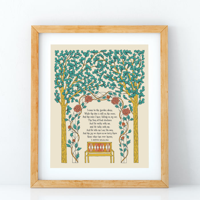 In the Garden Gospel Song Art Print - Cream