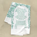 The much loved gospel song "In The Garden" is printed in a stunning paradise green on 100% cotton tea towel, shown here folded against a khaki backdrop.