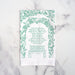 The much loved gospel song "In The Garden" is printed in a stunning paradise green on 100% cotton tea towel, shown here folded against a marble backdrop.