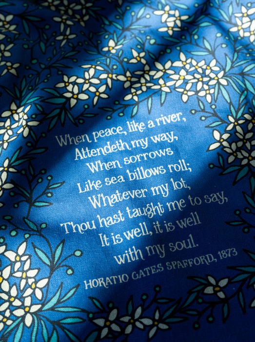 It Is Well Hymn Tea Towel - Full Color Blue