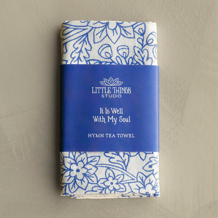 It Is Well With My Soul Hymn Tea Towel - Light Blue
