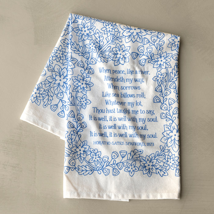 It Is Well With My Soul Hymn Tea Towel - Light Blue