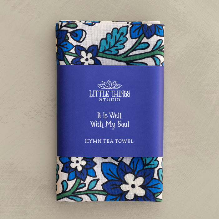 It Is Well Floral Hymn Tea Towel - Full Color