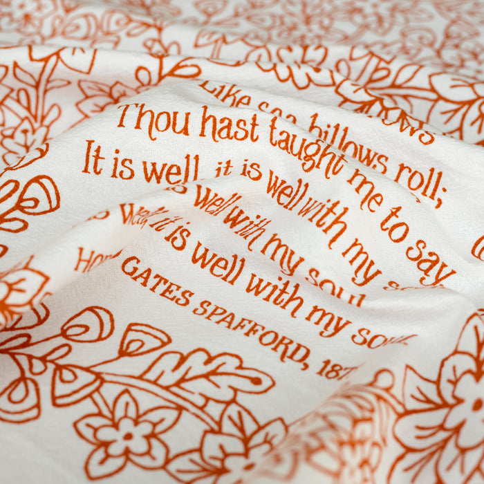 It Is Well With My Soul Hymn Tea Towel - Orange