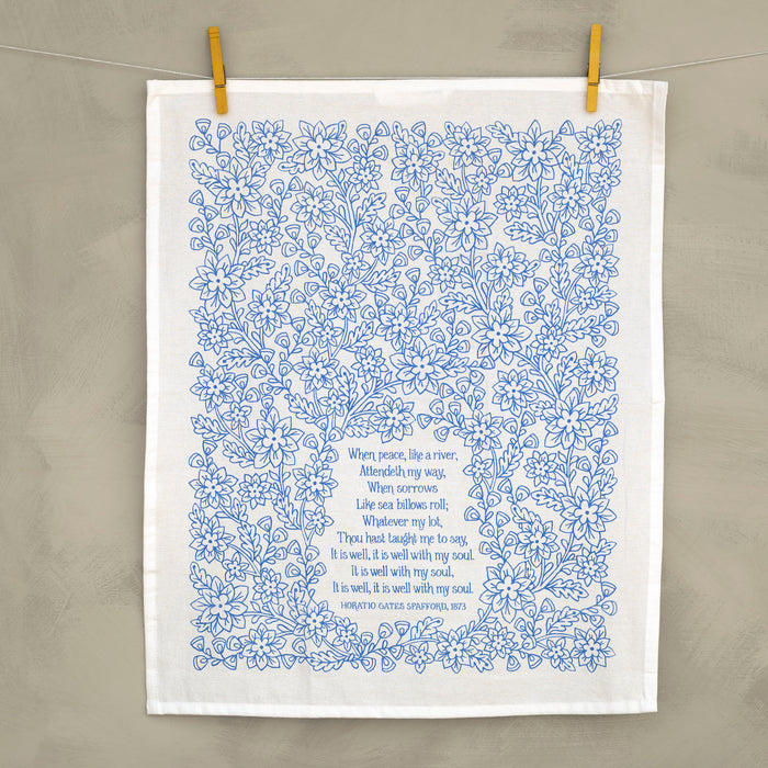 It Is Well With My Soul Hymn Tea Towel - Light Blue