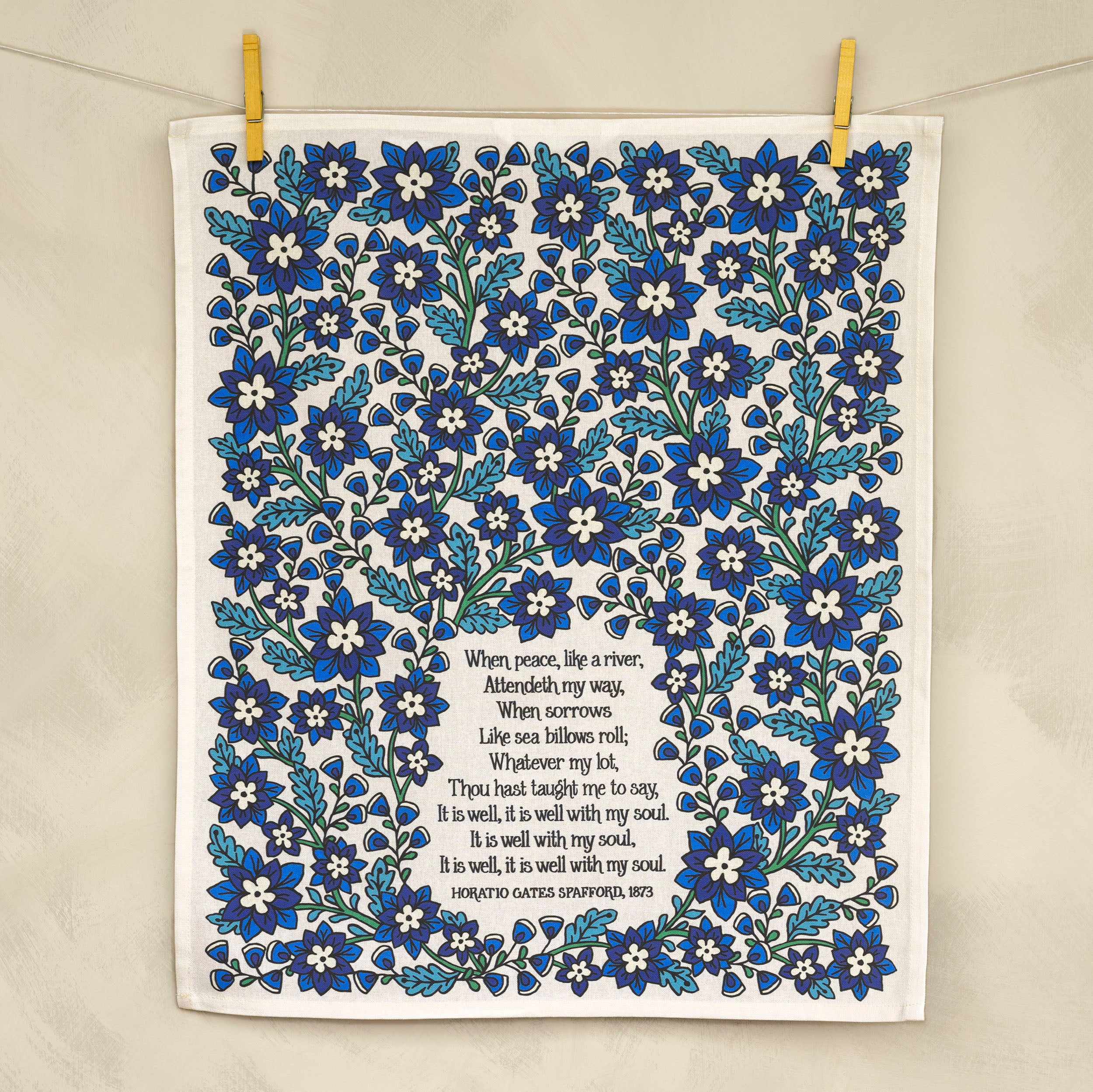 It Is Well Floral Hymn Tea Towel - Full Color — Little Things Studio Store