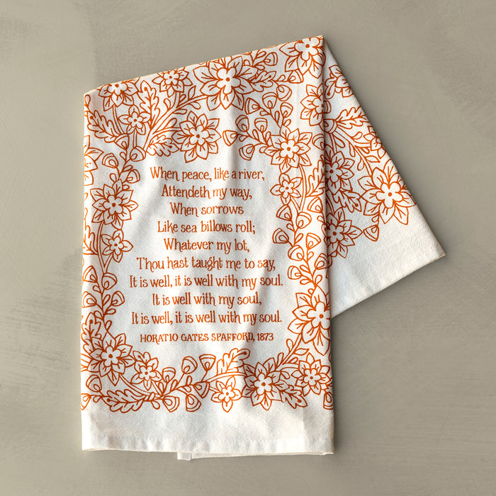 It Is Well With My Soul Hymn Tea Towel - Orange