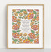 The "It Is Well" 11"x14" hymn art print features hymn text surrounded by a orange florals against a cream background, shown here framed against a white background