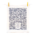 It Is Well With My Soul tea towel is printed in a striking cobalt blue and is shown unfolded and hanging with clothes pins