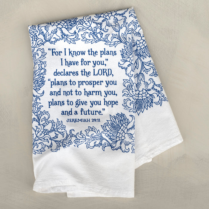 For I Know the Plans Scripture Tea Towel — 24"x20"