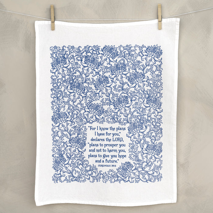 For I Know the Plans Scripture Tea Towel — 24"x20"