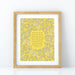 Jesus, Lover of My Soul hymn art print features a cream floral illustration against a yellow background, displayed in a light wood frame