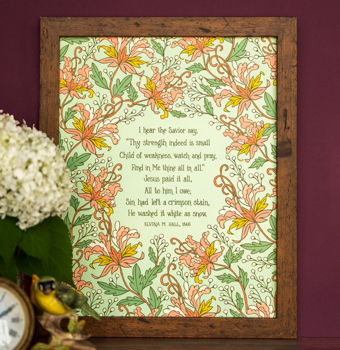 Jesus Paid It All Hymn Art Print - 11x14