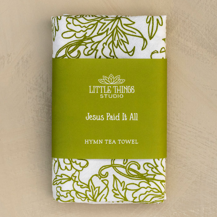 Jesus Paid It All Hymn Tea Towel — 24" x 20"