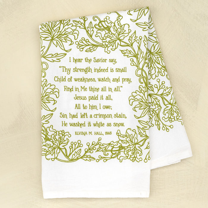 Jesus Paid It All Hymn Tea Towel — 24" x 20"