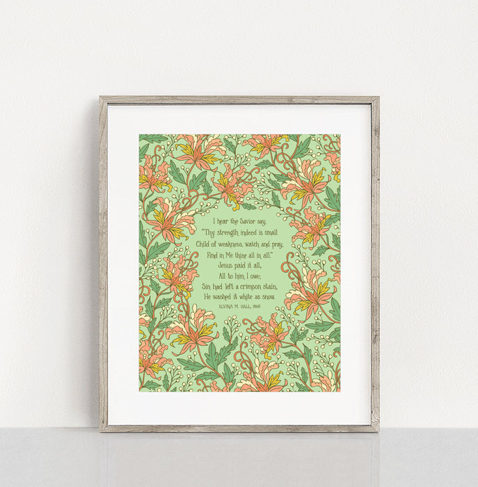 Jesus Paid It All Hymn Art Print - 11x14