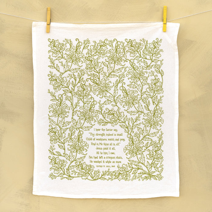 Jesus Paid It All Hymn Tea Towel — 24" x 20"