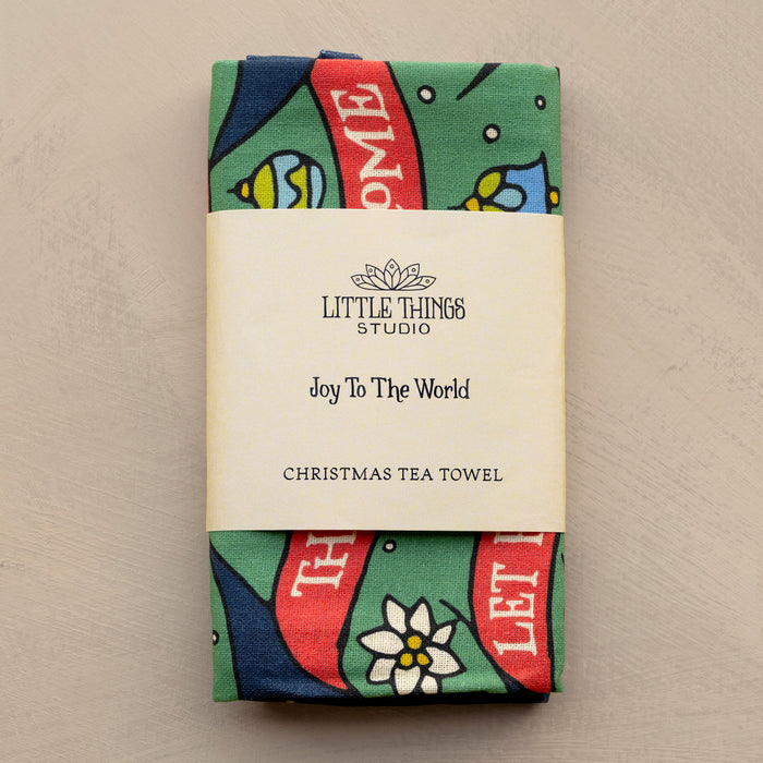 Joy To The World Christmas Tea Towel - Full Color
